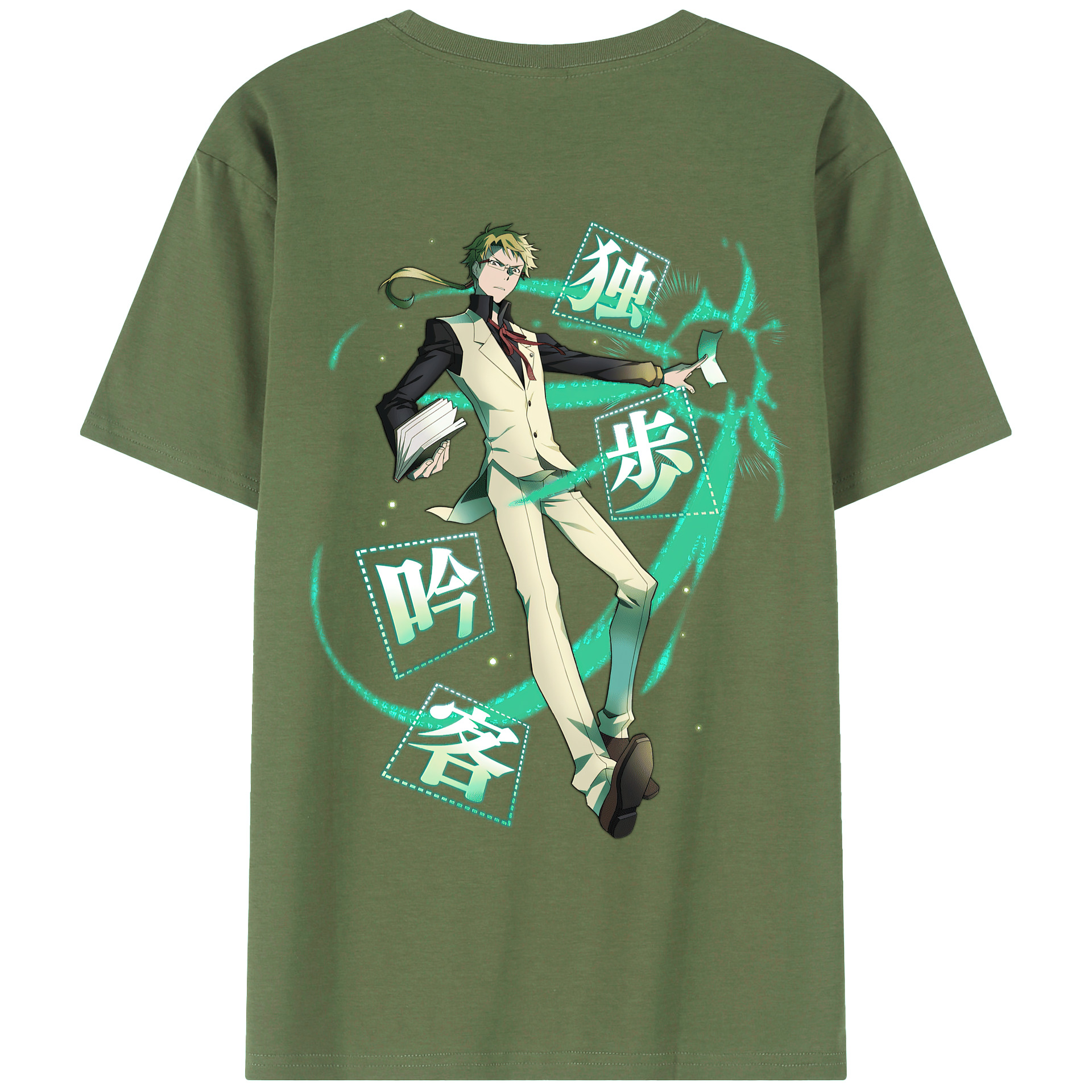 （画像用） 文豪ストレイドッグス Bungo Stray Dogs 綿100％ メンズ半袖Tシャツ（バックプリント） 通気性